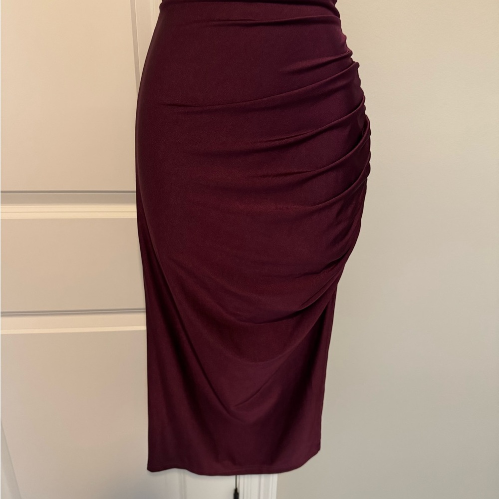 Burgundy Ruched Skirt